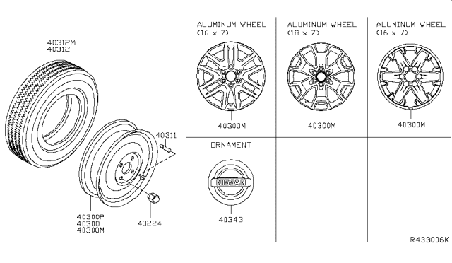 2019 Nissan Frontier Wheel Assy-Disc Diagram for 40300-EA000