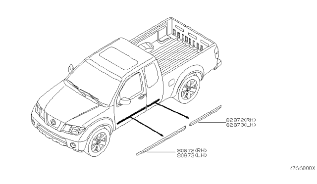 2010 Nissan Frontier Body Side Molding Diagram 2