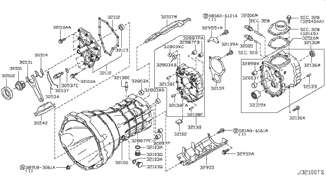 2007 Nissan Frontier Transmission Case & Clutch Release Diagram 6