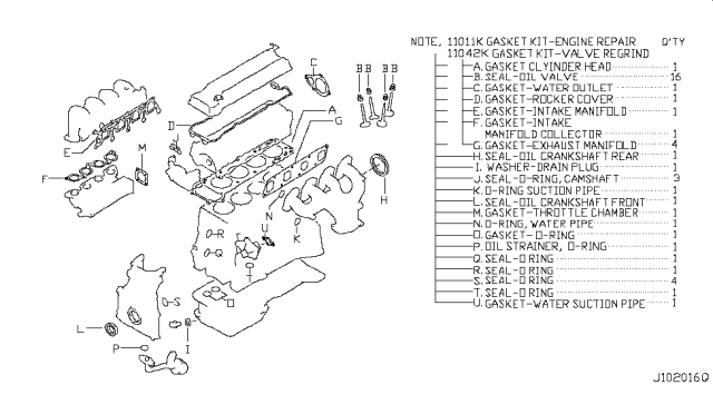 2014 Nissan Frontier Engine Gasket Kit Diagram 3