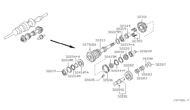 2005 Nissan Frontier Gear-Reverse IDLER Diagram for 32282-CD104