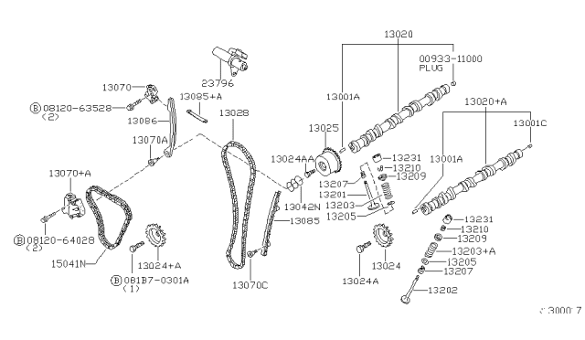 2008 Nissan Frontier Chain-CAMSHAFT Diagram for 13028-EA200