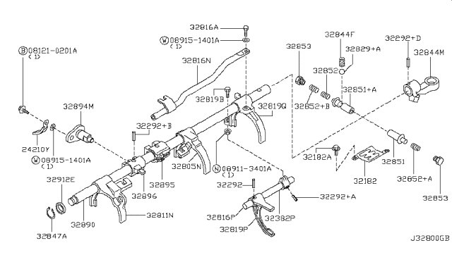 2006 Nissan Frontier STOPPER-Inter Lock Diagram for 32897-30P1A