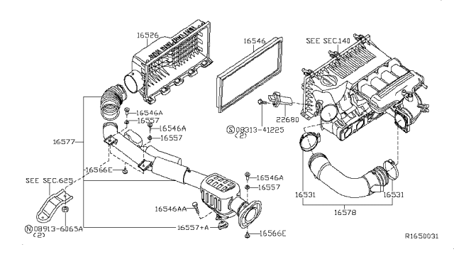 2007 Nissan Frontier Air Cleaner Diagram 1