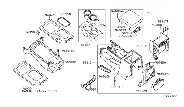2007 Nissan Frontier Console-Lower Diagram for 96915-EA013