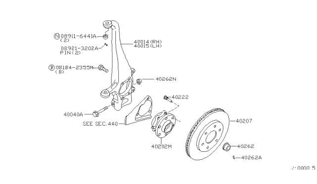 2008 Nissan Frontier Hub Assembly-Road Wheel,Front Diagram for 40202-EA000