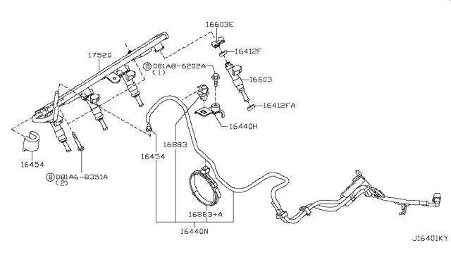 2015 Nissan Frontier Tube Assembly Fuel Diagram for 17520-EA02A