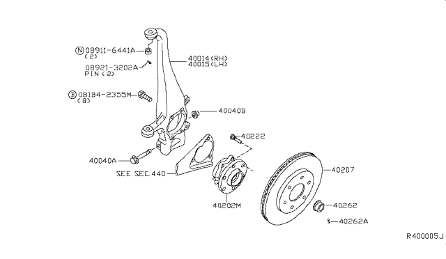 2019 Nissan Frontier Hub Assembly Road Wheel Diagram for 40202-9BS0A