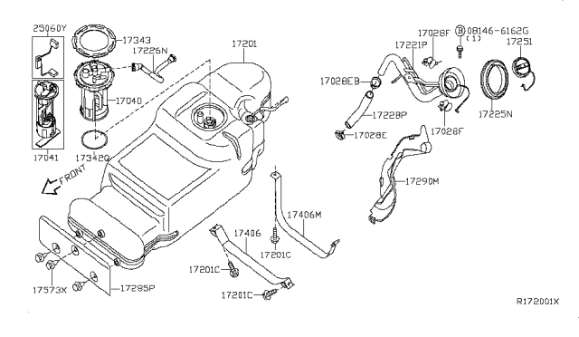 2006 Nissan Frontier Filler Cap Assembly Diagram for 17251-ZP51B