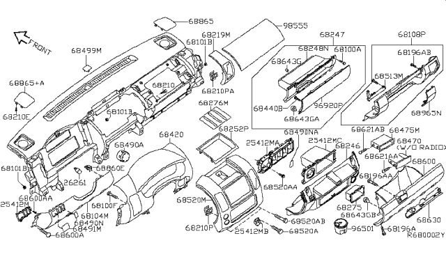 2006 Nissan Frontier Lock Assy-Glove Box Lid Diagram for 68631-EA000