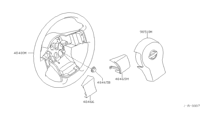 2007 Nissan Frontier Steering Wheel Assembly, Less Pad Diagram for 48430-EA004