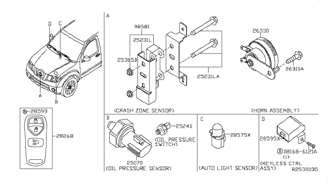 2008 Nissan Frontier CONTROLER Assembly-Key Less Diagram for 28595-EL00A