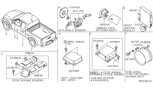 2006 Nissan Frontier Body Control Module Assembly Diagram for 284B1-ZP01A