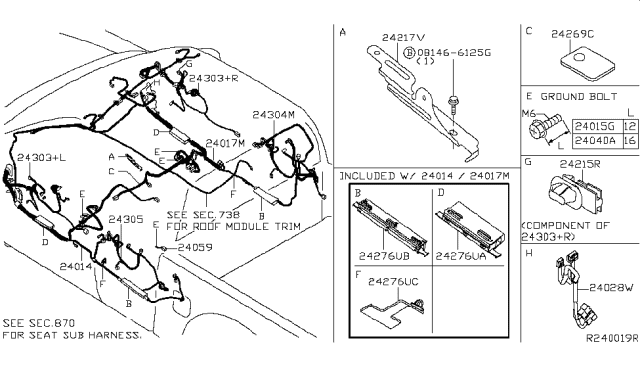 2016 Nissan Frontier Harness Assembly-Body Diagram for 24014-9BN5C