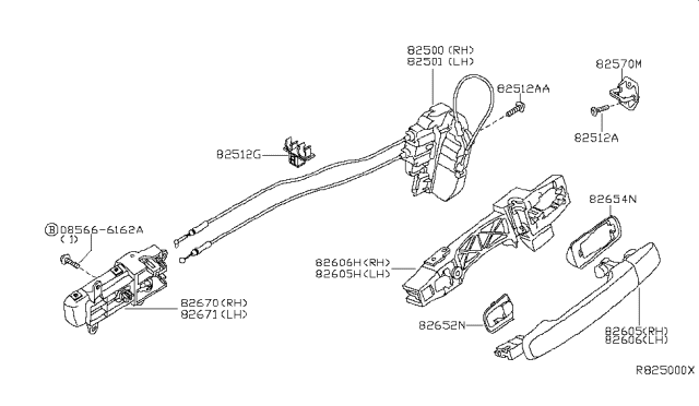 2008 Nissan Frontier Bracket, Outside Handle Diagram for 80610-9BL0A