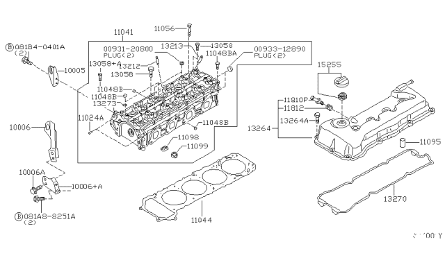 2006 Nissan Frontier Cylinder Head Diagram for 11040-MA00A