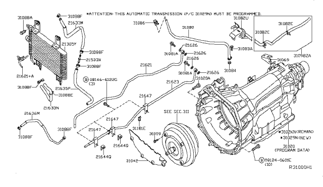 2018 Nissan Frontier Automatic Transmission Assembly Diagram for 31020-9BL5A