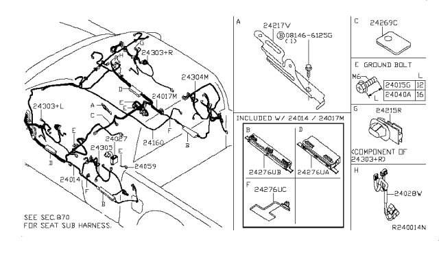 2014 Nissan Frontier Harness-Front Door,LH Diagram for 24125-9BL0C