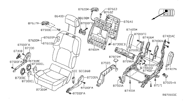 2010 Nissan Frontier Cushion Assembly - Front Seat Diagram for 87300-9BA1C