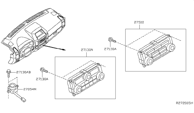 2016 Nissan Frontier Controller Assembly-Air Conditioner Diagram for 27500-9BM1B