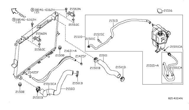 2015 Nissan Frontier Radiator,Shroud & Inverter Cooling Diagram 2
