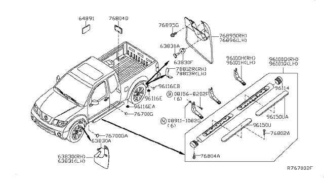 2009 Nissan Frontier Body Side Fitting Diagram 1