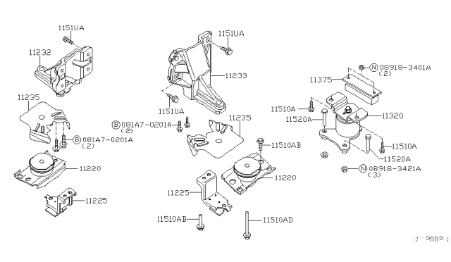 2010 Nissan Frontier Engine & Transmission Mounting Diagram 1