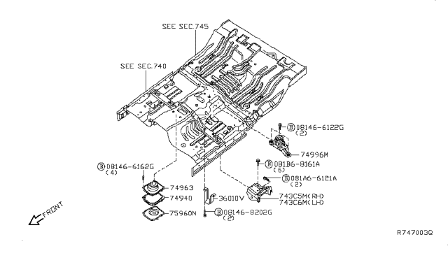 2015 Nissan Frontier Bracket Assy-Jack Mounting Diagram for 74870-EB000
