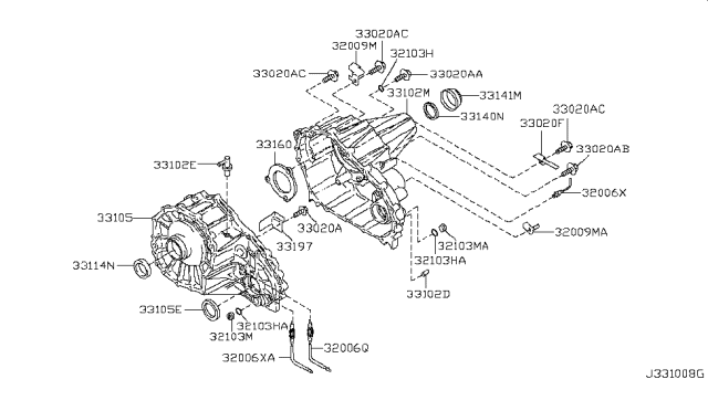2007 Nissan Frontier Case-Transfer,Rear Diagram for 33102-EA301