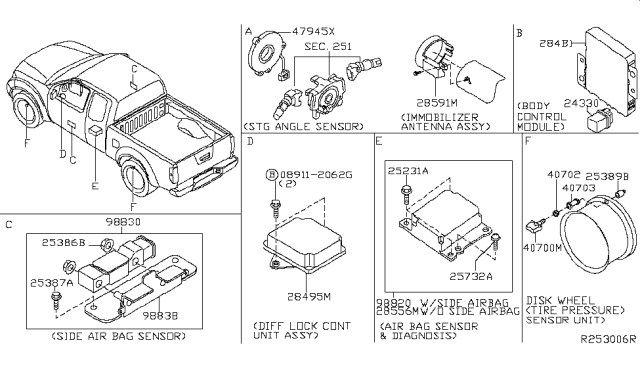 2008 Nissan Frontier Body Control Module Assembly Diagram for 284B1-ZP50A