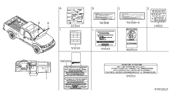 2006 Nissan Frontier Sticker-Emission Control Diagram for 14805-ZP50A