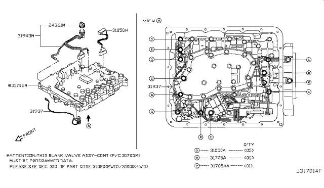 2009 Nissan Frontier Valve Assembly-W/O Programming Control Diagram for 31705-62X5B