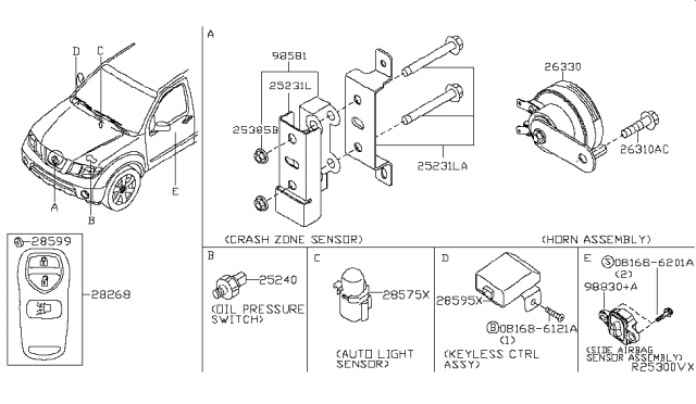 2016 Nissan Frontier Control Assembly-Key Less Diagram for 28595-9CH0A