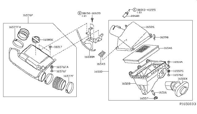 2008 Nissan Frontier Body Assembly-Air Cleaner Diagram for 16528-7S000