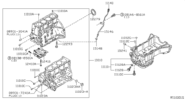 2015 Nissan Frontier Cylinder Block & Oil Pan Diagram 3