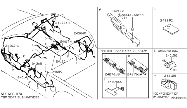 2005 Nissan Frontier Harness Assembly-Door Front L Diagram for 24124-EA005