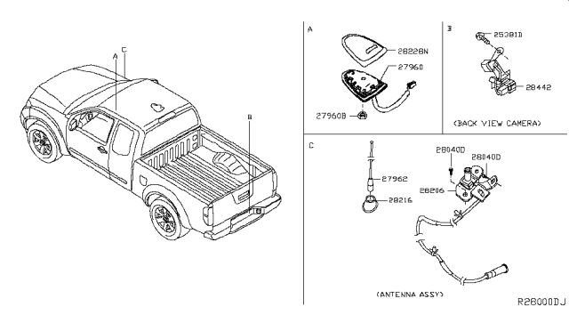 2013 Nissan Frontier Camera Assy-Back View Diagram for 28442-9BF0A