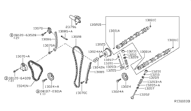 2013 Nissan Frontier CAMSHAFT-Int & Exhaust Set (4TR2) Diagram for A3020-6N15A