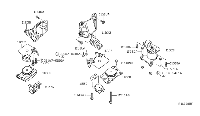 2015 Nissan Frontier Engine & Transmission Mounting Diagram 2