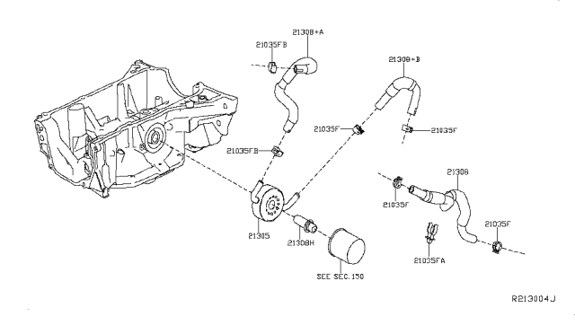2019 Nissan Rogue Oil Cooler Assy Diagram for 21305-4BB1A