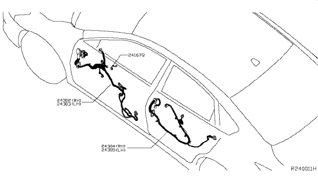 2017 Nissan Altima Harness-Rear Door,RH Diagram for 24126-3TA0C