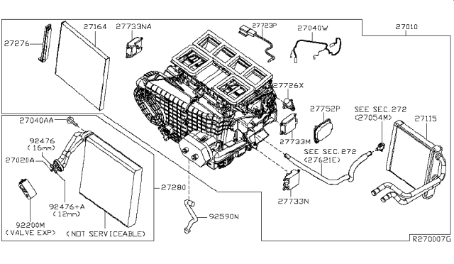 2015 Nissan Altima Evaporator Assy-Front Diagram for 27280-3JC1A