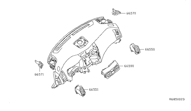 2016 Nissan Altima Grille-Side Defroster,RH Diagram for 68740-3TA0A