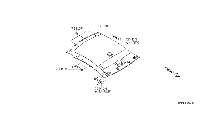 2013 Nissan Altima Module Assembly-Roof Trim Diagram for 739B0-3TA8B