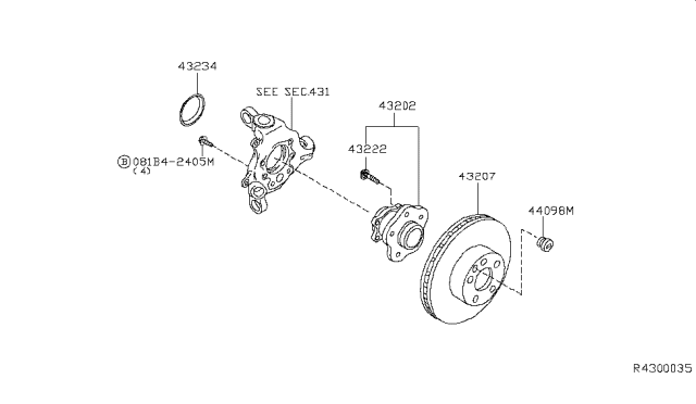 2014 Nissan Altima Rotor-Disc Brake,Rear Diagram for 43206-ZX00A