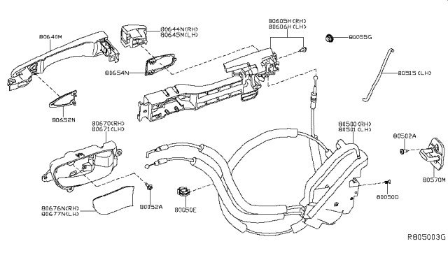 2015 Nissan Altima Door Inside Handle Assembly, Right Diagram for 80670-3TA0B