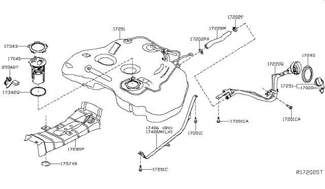2016 Nissan Altima Fuel Tank Assembly Diagram for 17202-3TA0C
