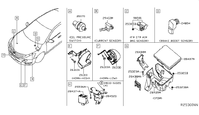 2015 Nissan Altima Horn Assembly - Electric High Diagram for 25610-3TA1A