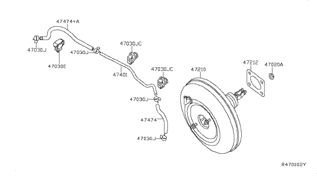 2016 Nissan Altima Hose-Booster Diagram for 47474-3TA0A