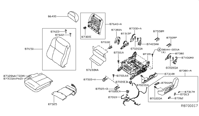 2015 Nissan Altima Trim Assembly - Front Seat Cushion Diagram for 87370-3TH1B